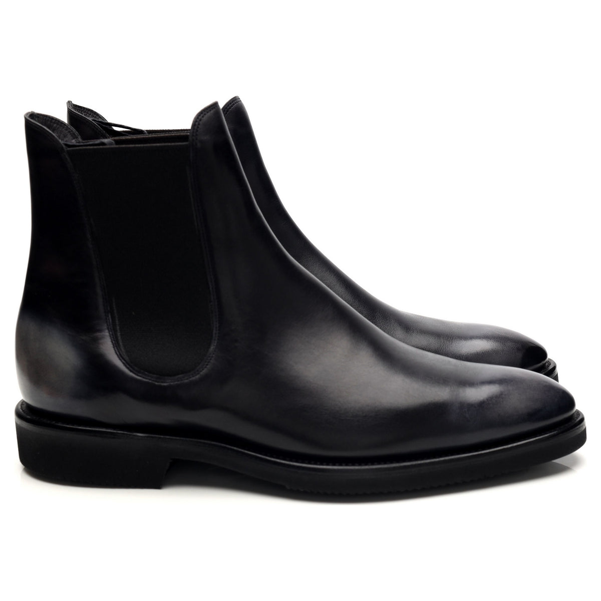&#39;Burnham&#39; Black Patina Leather Chelsea Boots UK 6.5 G