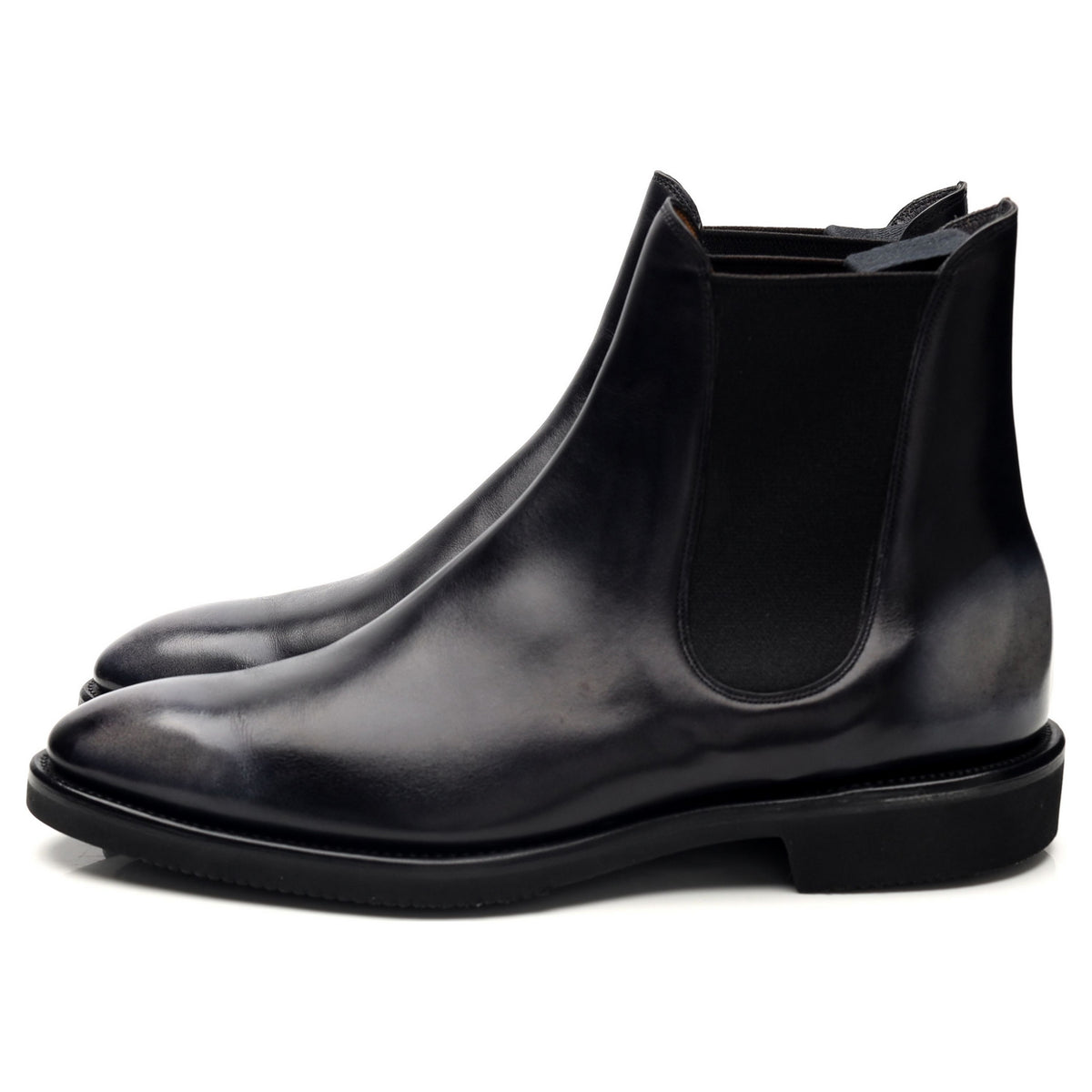 &#39;Burnham&#39; Black Patina Leather Chelsea Boots UK 6.5 G