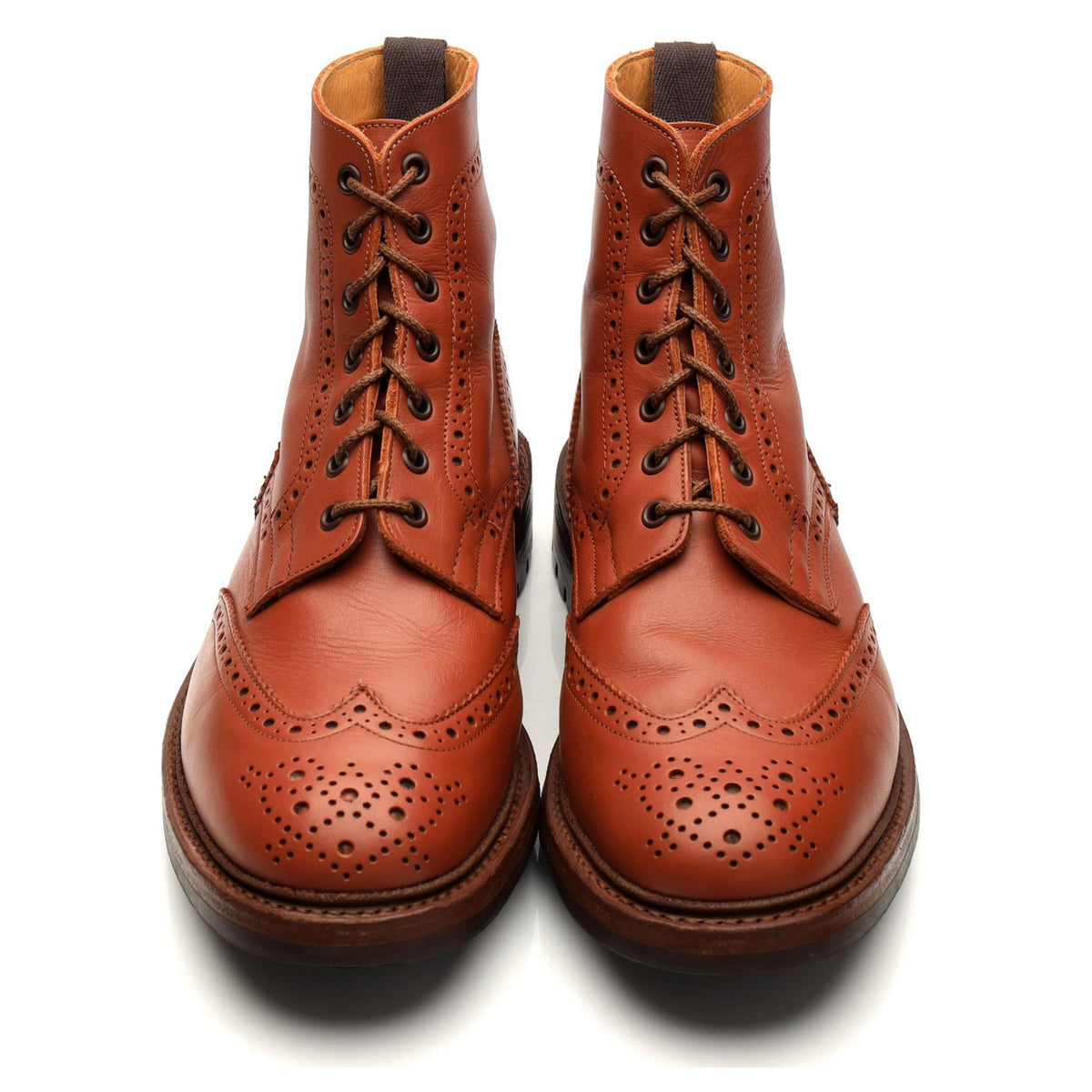 &#39;Malton&#39; Tan Brown Leather Brogue Boots UK 10.5