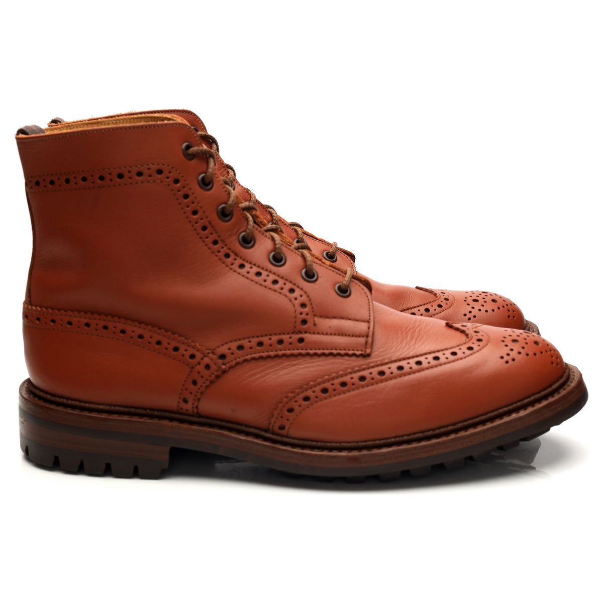 &#39;Malton&#39; Tan Brown Leather Brogue Boots UK 10.5