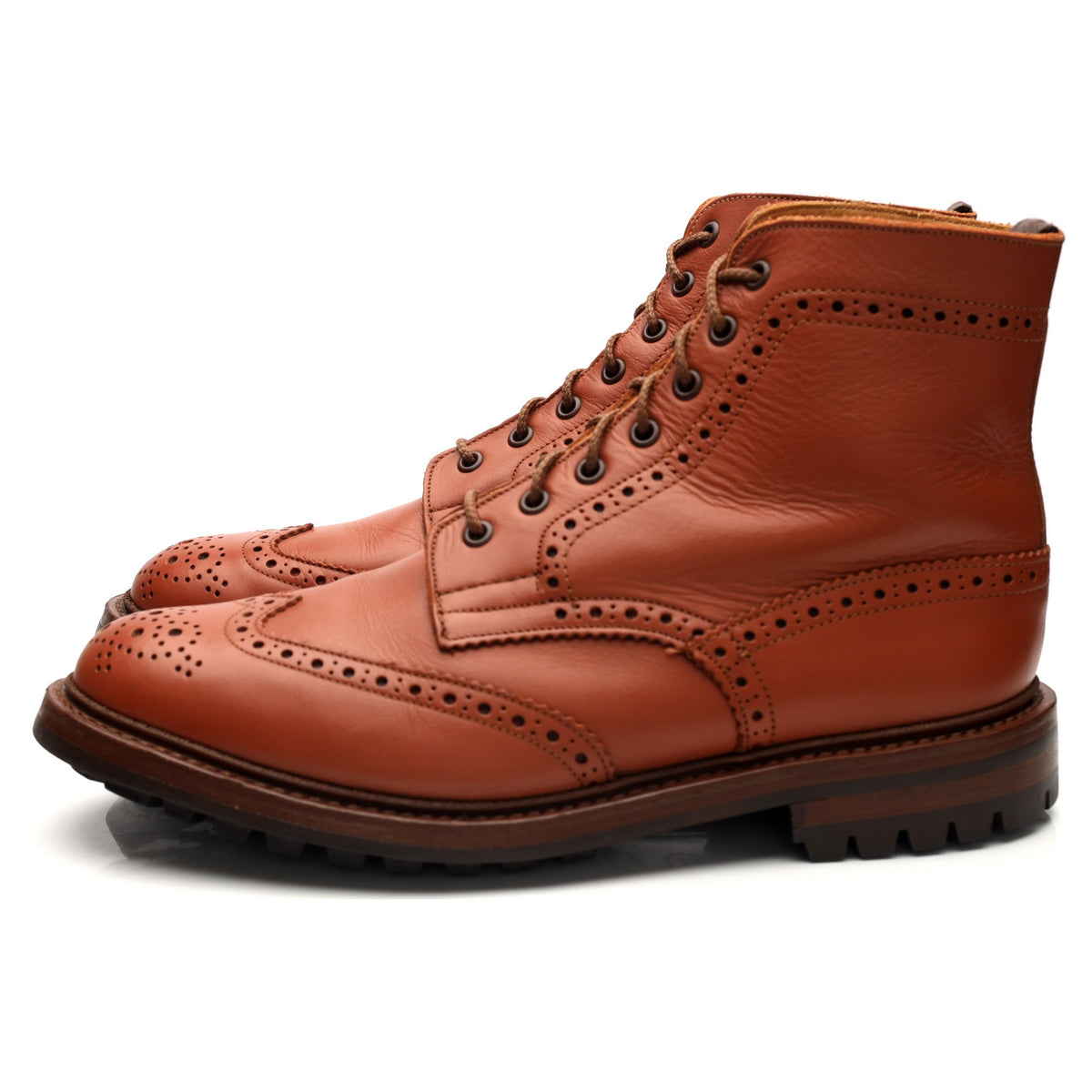 &#39;Malton&#39; Tan Brown Leather Brogue Boots UK 10.5
