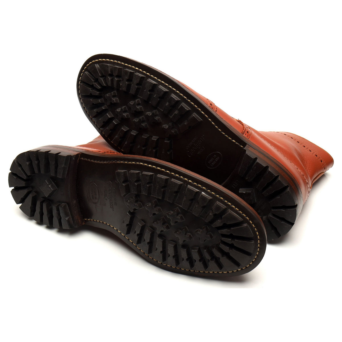 &#39;Malton&#39; Tan Brown Leather Brogue Boots UK 10.5