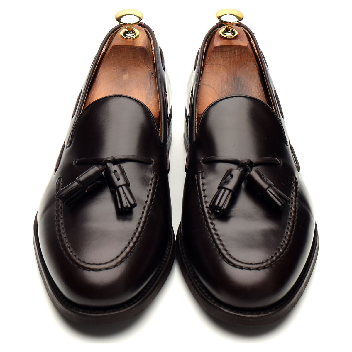 &#39;8491-K7&#39; Dark Brown Leather Tassel Loafers UK 9.5