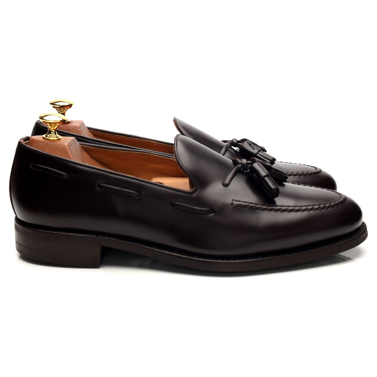 &#39;8491-K7&#39; Dark Brown Leather Tassel Loafers UK 9.5