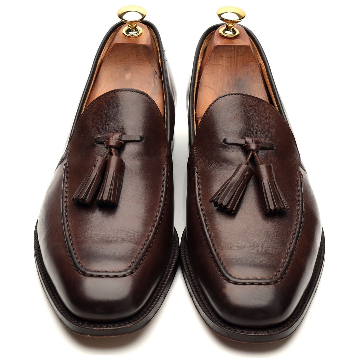 &#39;Harrow&#39; Dark Brown Leather Tassel Loafers UK 9 G