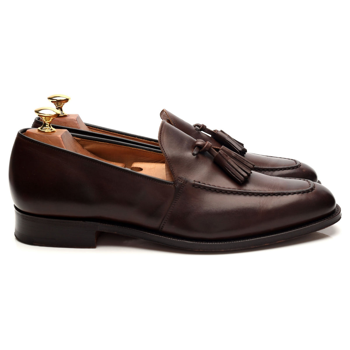 &#39;Harrow&#39; Dark Brown Leather Tassel Loafers UK 9 G