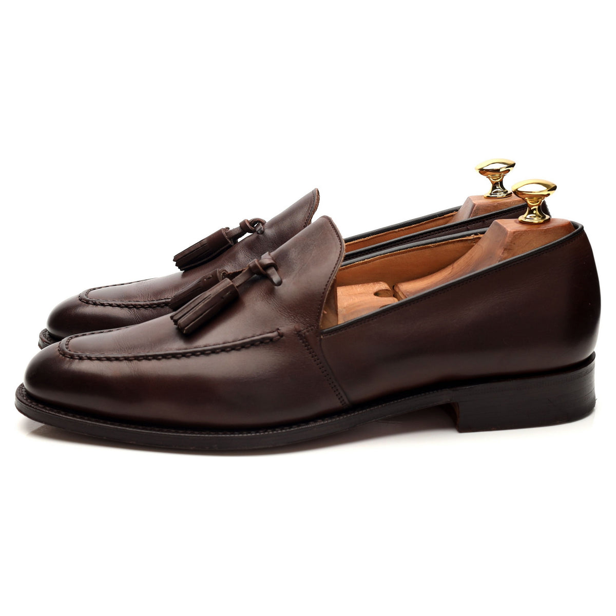 &#39;Harrow&#39; Dark Brown Leather Tassel Loafers UK 9 G