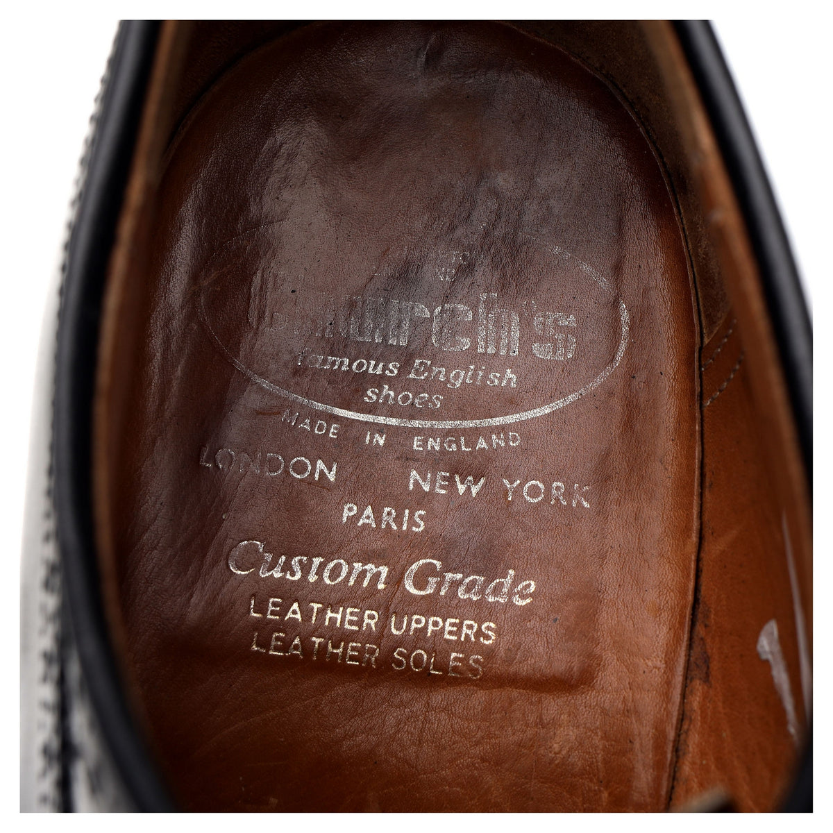&#39;Grafton&#39; Black Leather Derby Brogues UK 8.5 F