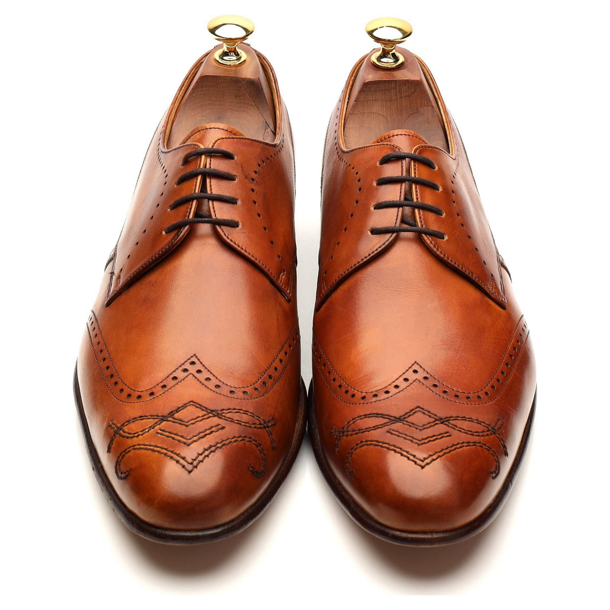 Tan Brown Leather Derby Brogues UK 8 F