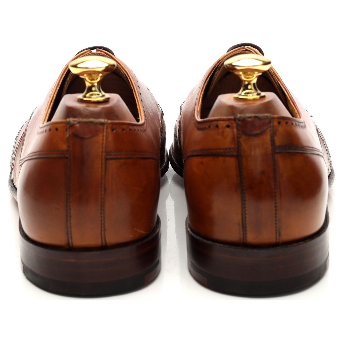 Tan Brown Leather Derby Brogues UK 8 F
