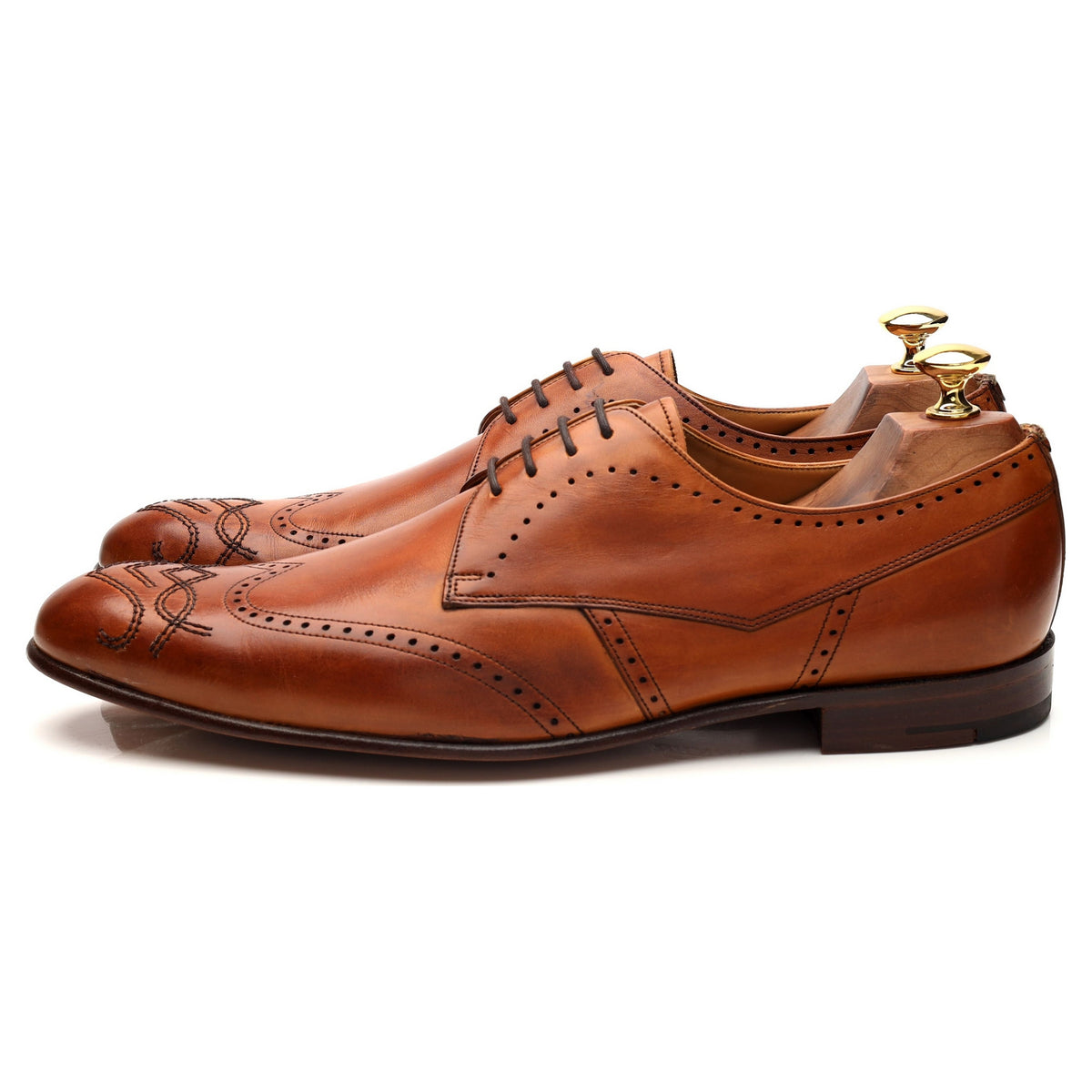 Tan Brown Leather Derby Brogues UK 8 F