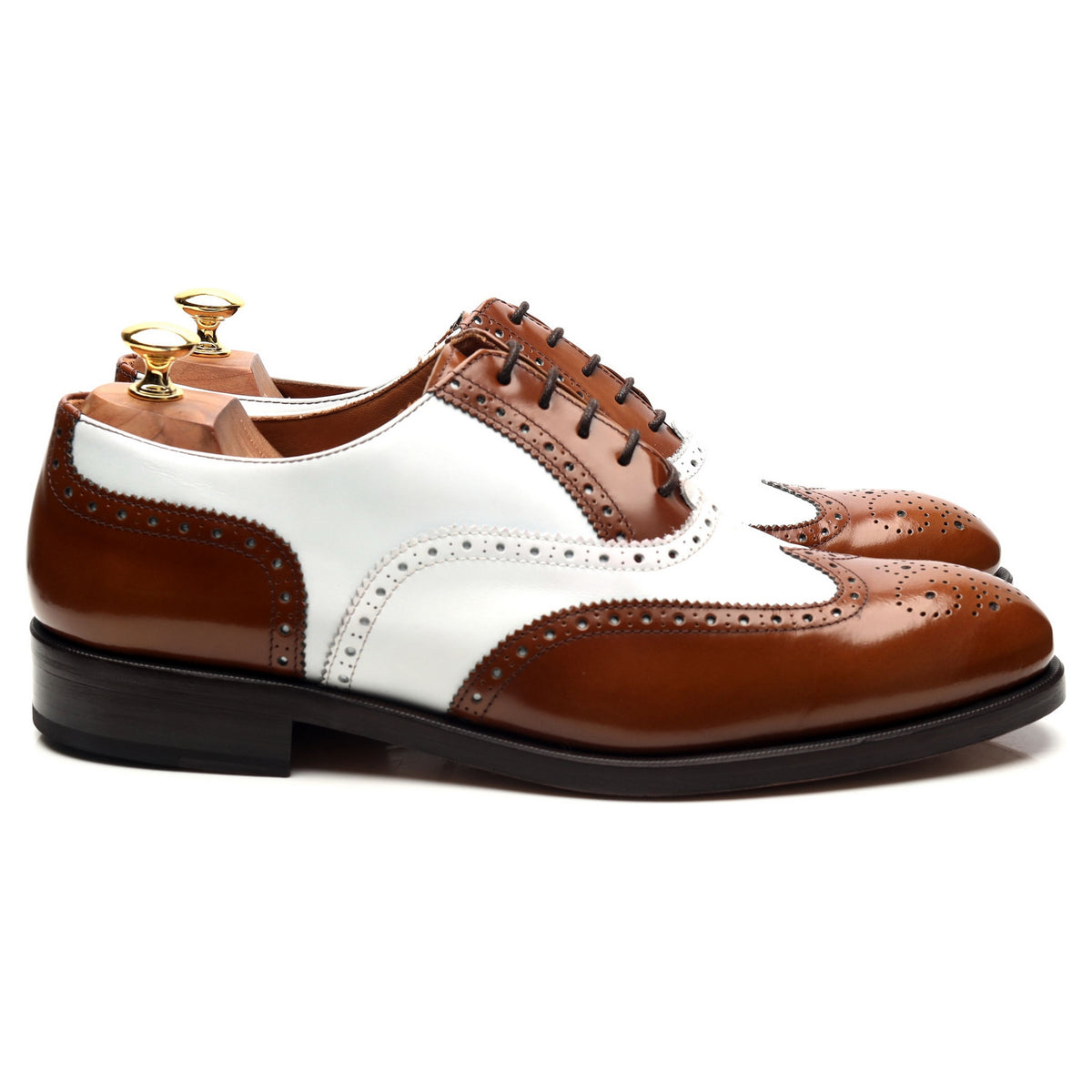 &#39;Charleston&#39; Brown White Leather Oxford Spectator Brogues UK 10.5