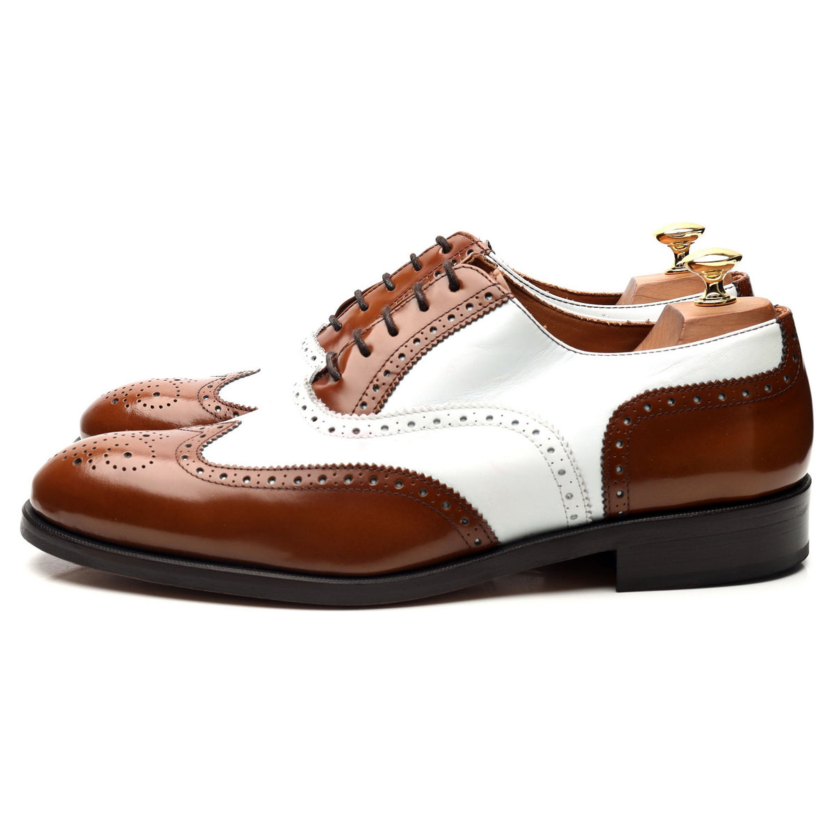 &#39;Charleston&#39; Brown White Leather Oxford Spectator Brogues UK 10.5