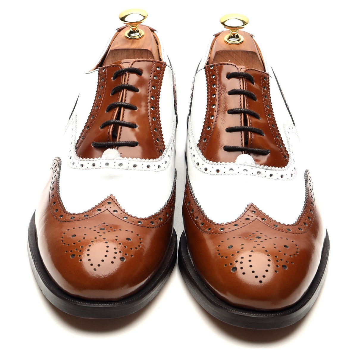 &#39;Charleston&#39; Brown White Leather Oxford Spectator Brogues UK 10.5