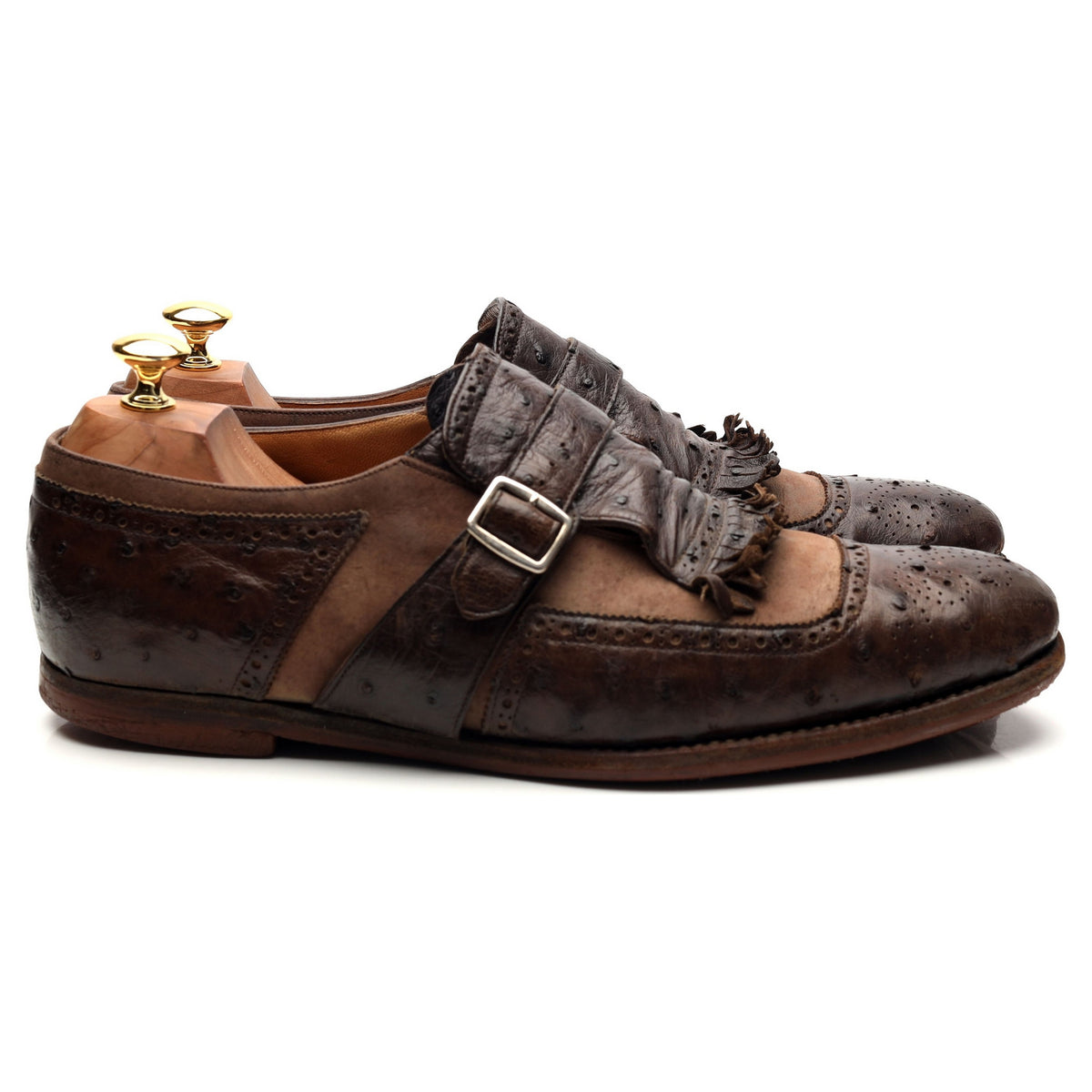 &#39;Shanghai&#39; Dark Brown Leather Monk Strap UK 9 F