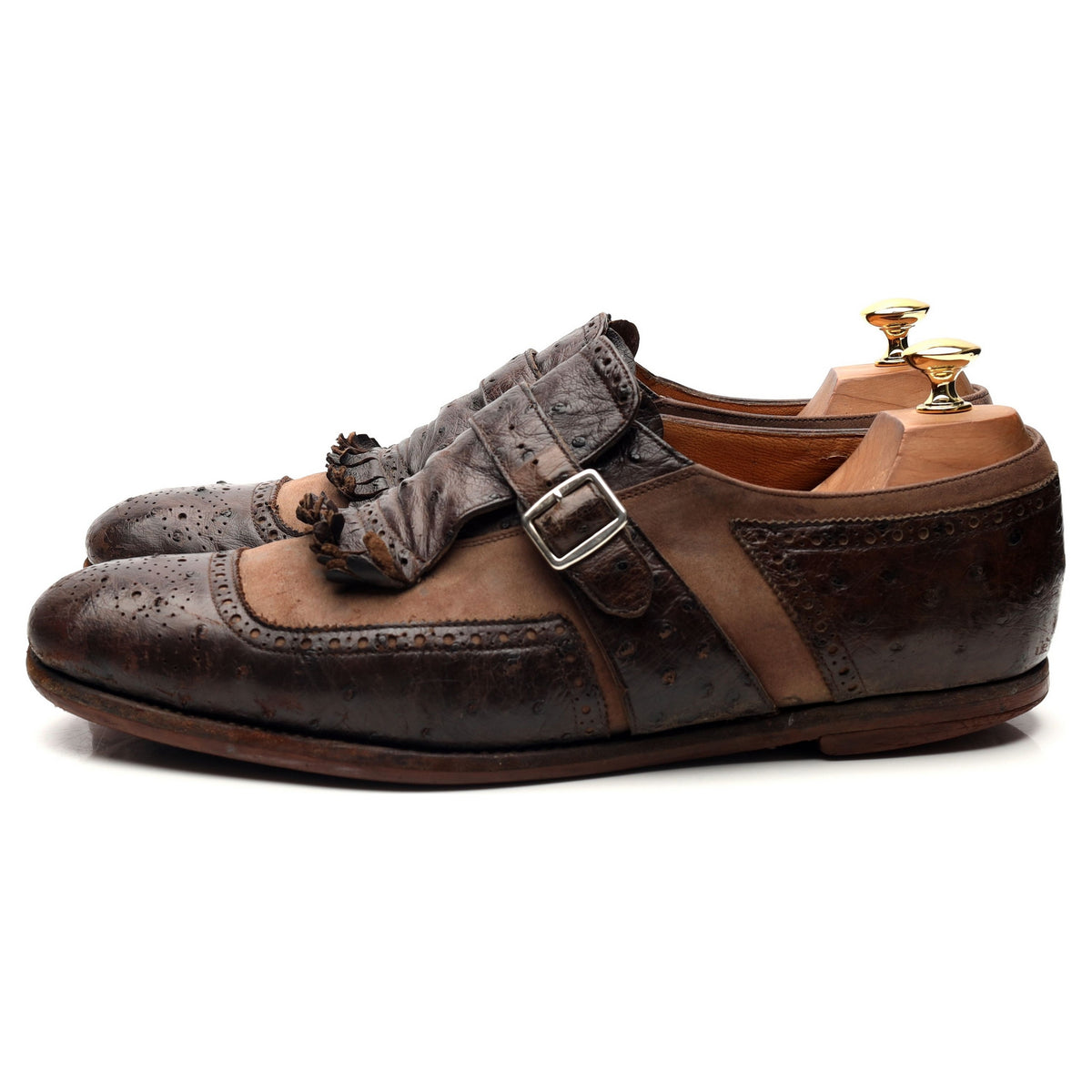 &#39;Shanghai&#39; Dark Brown Leather Monk Strap UK 9 F