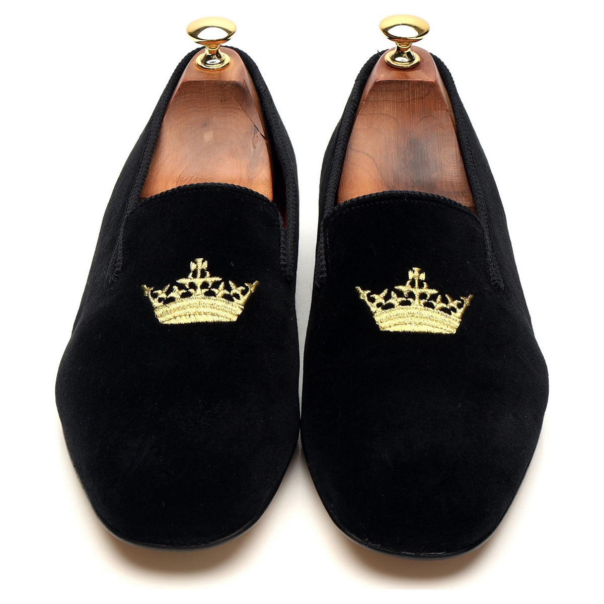 &#39;Sovereign&#39; Black Velvet Slippers UK 9.5 F