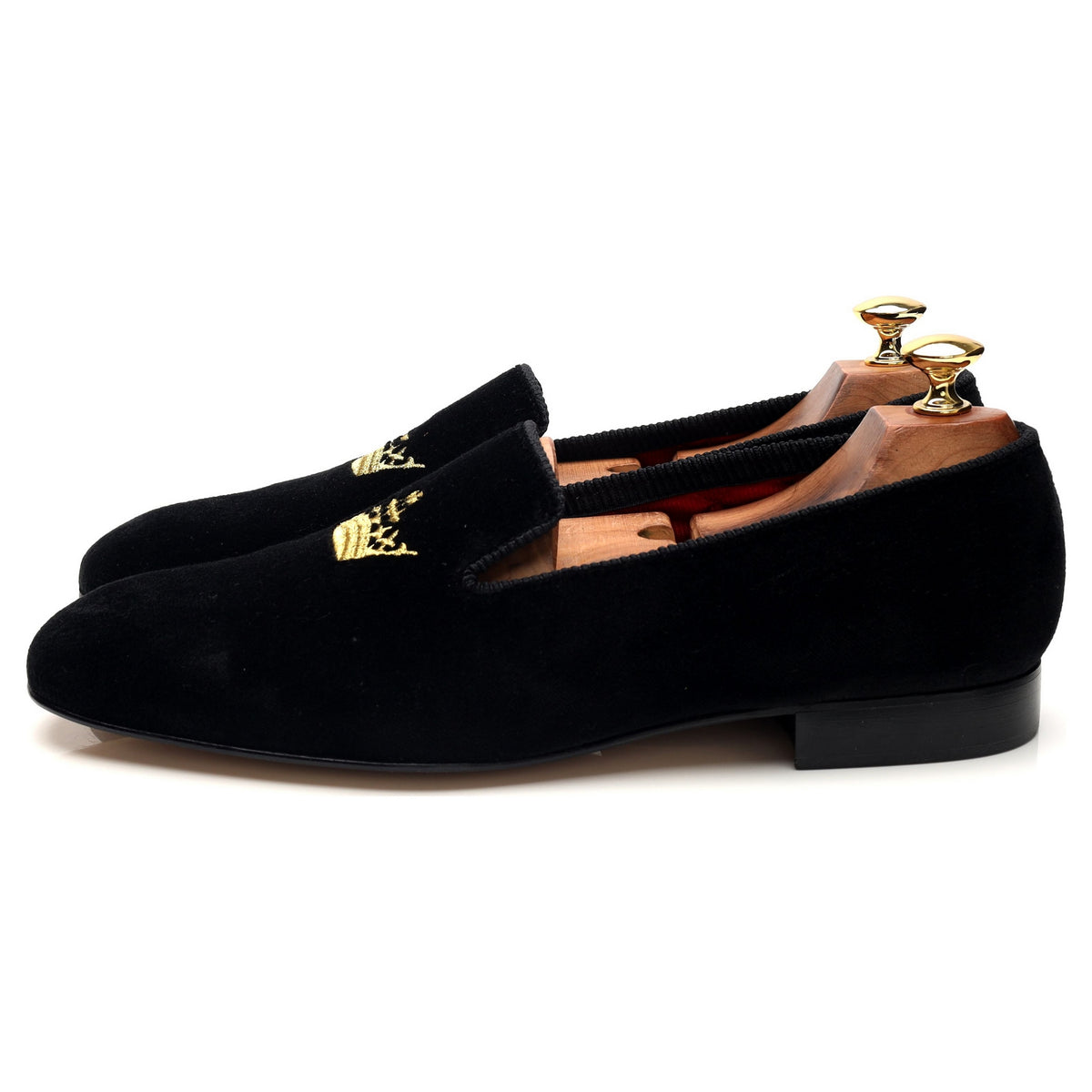 &#39;Sovereign&#39; Black Velvet Slippers UK 9.5 F