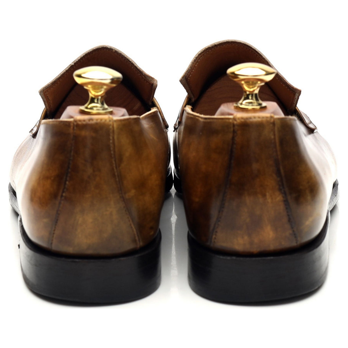 &#39;Miro&#39; Tan Brown Patina Leather Loafers UK 8.5