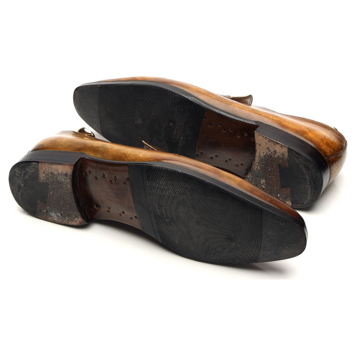 &#39;Miro&#39; Tan Brown Patina Leather Loafers UK 8.5