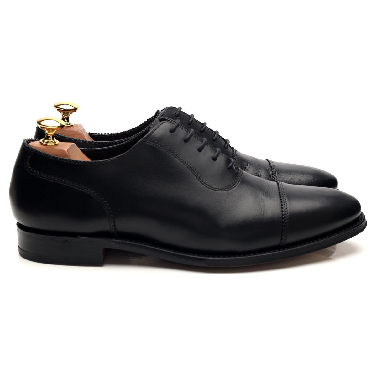 1880 &#39;Evans&#39; Black Leather Oxford UK 7 F