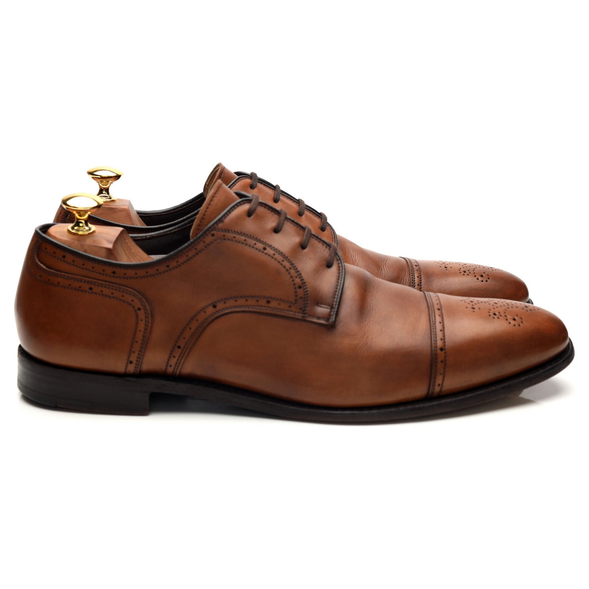 &#39;Taunton&#39; Brown Leather Cap Toe Derby UK 10 F