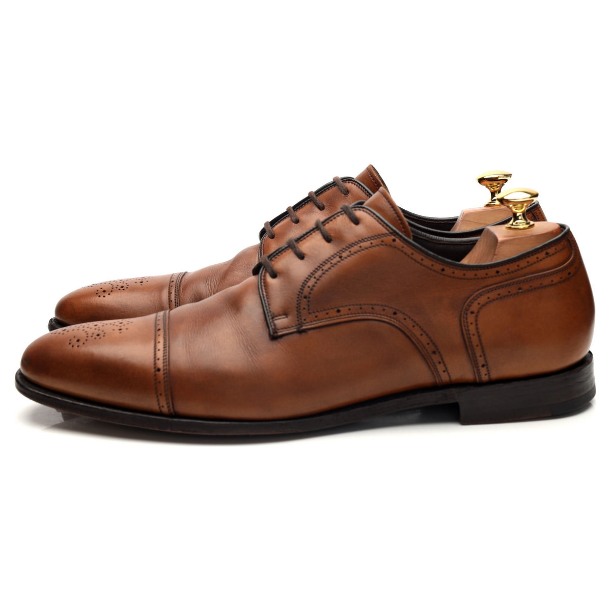 &#39;Taunton&#39; Brown Leather Cap Toe Derby UK 10 F