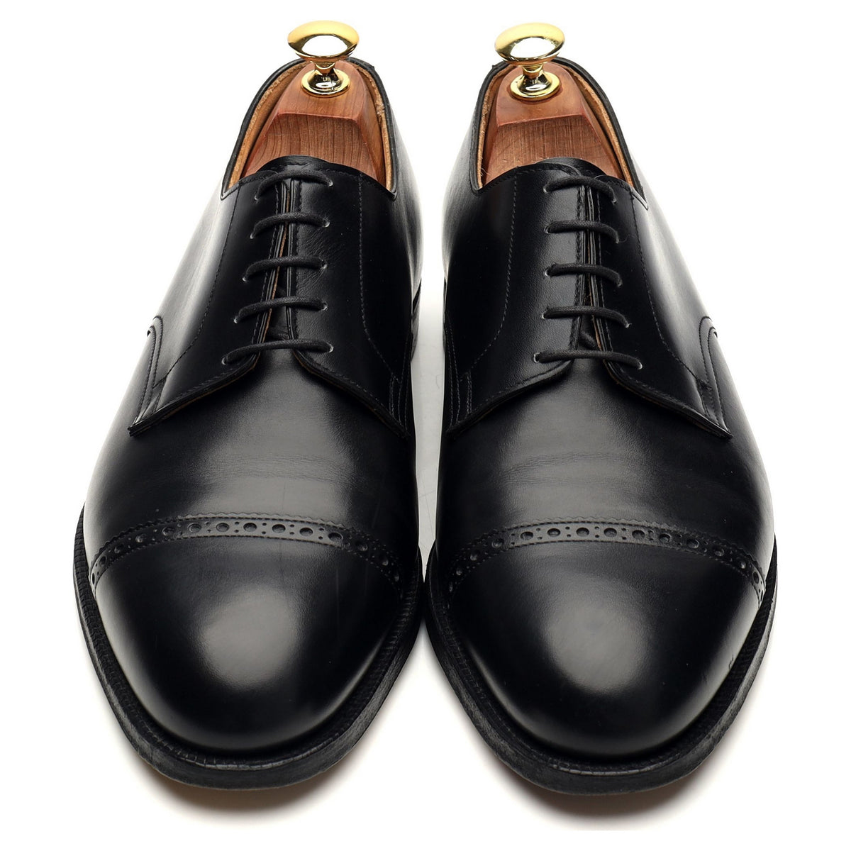 &#39;Draycott&#39; Black Leather Cap Toe Derby UK 8 G