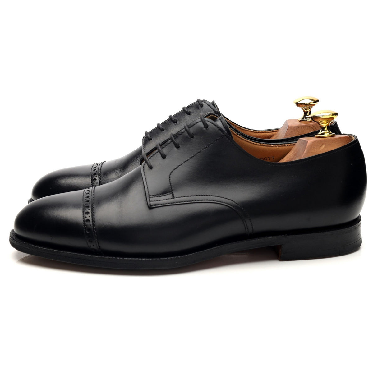 &#39;Draycott&#39; Black Leather Cap Toe Derby UK 8 G