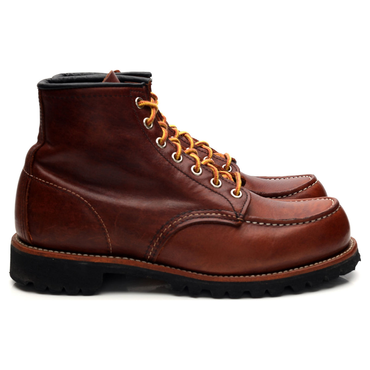 &#39;8146&#39; Tan Brown Leather Moc Toe Boots UK 7 US 8 D
