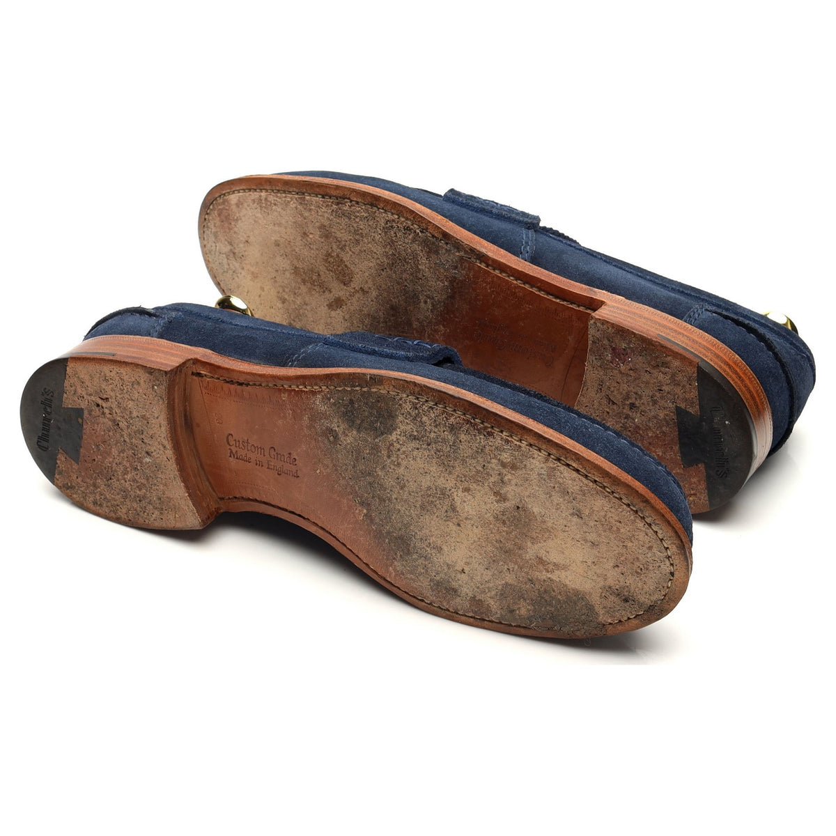 &#39;Pembrey&#39; Navy Blue Suede Loafers UK 8 F