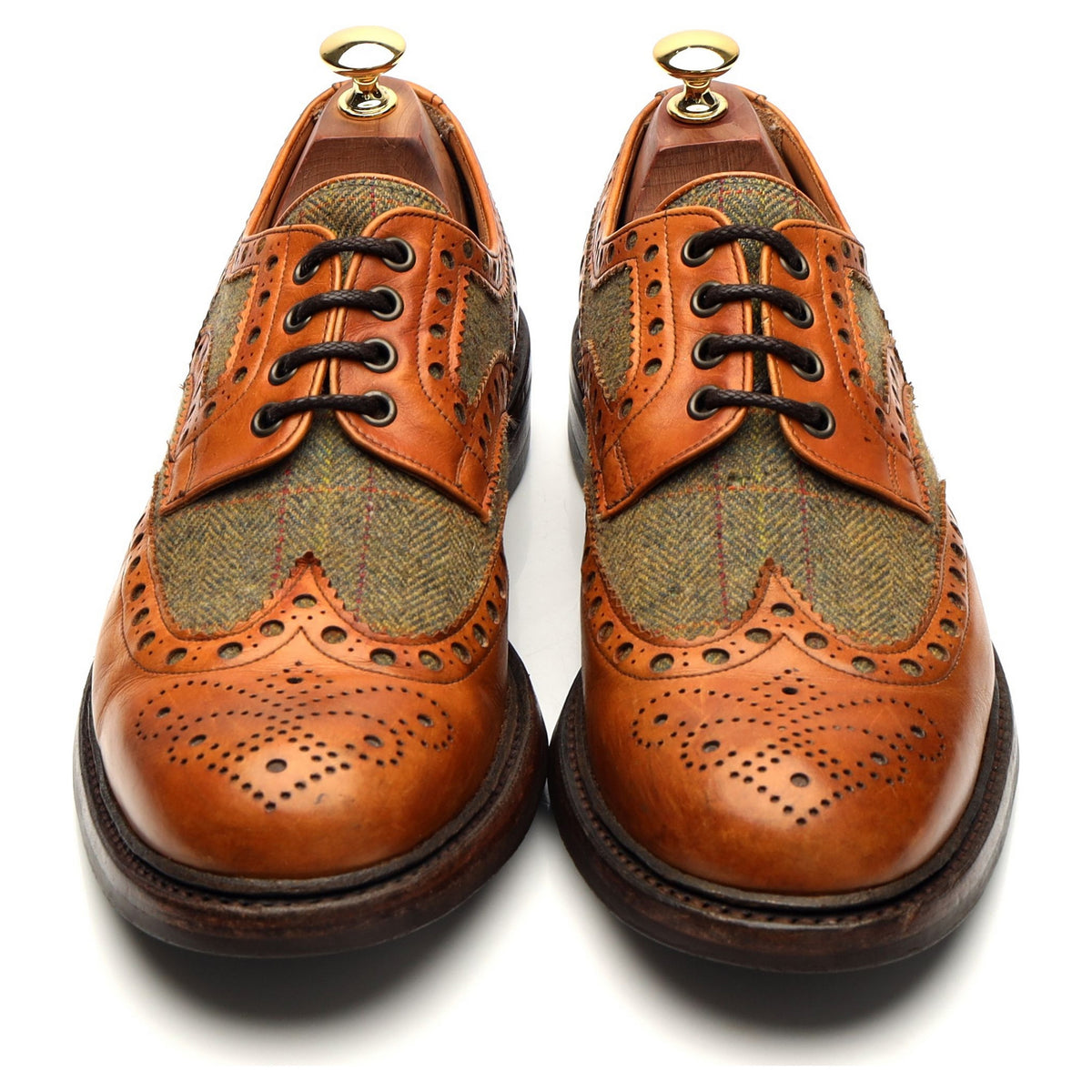 Herring &#39;Dartmoor&#39; Tan Brown Leather Derby Brogues UK 9.5 F