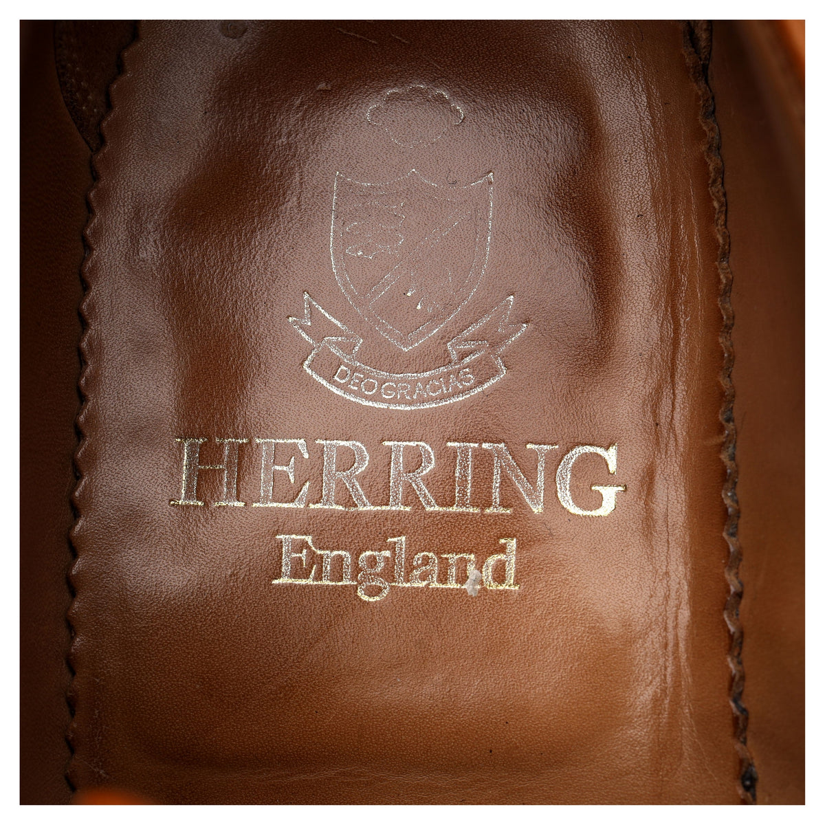 Herring &#39;Dartmoor&#39; Tan Brown Leather Derby Brogues UK 9.5 F