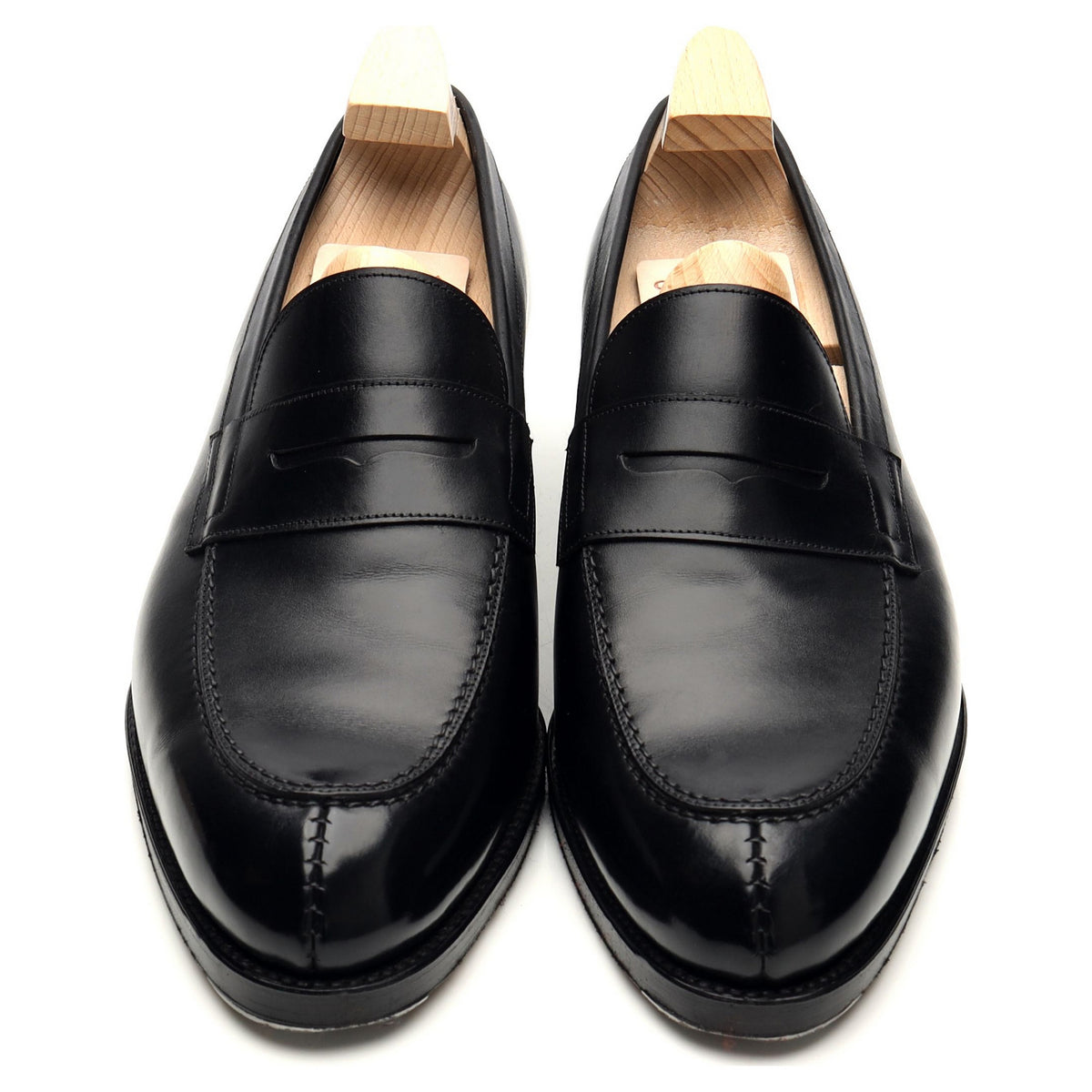 &#39;923&#39; Black Leather Loafers UK 8