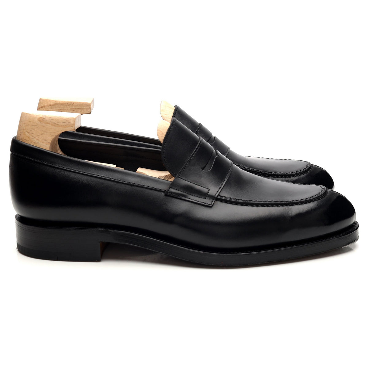 &#39;923&#39; Black Leather Loafers UK 8