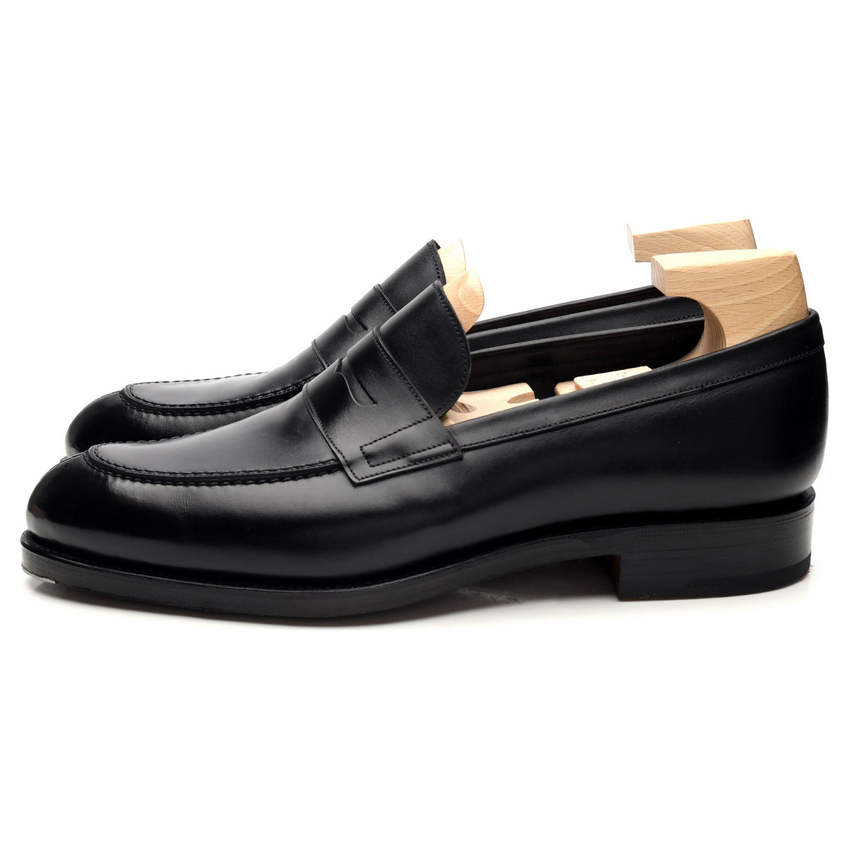 &#39;923&#39; Black Leather Loafers UK 8