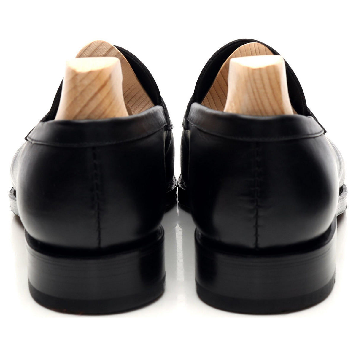&#39;923&#39; Black Leather Loafers UK 8