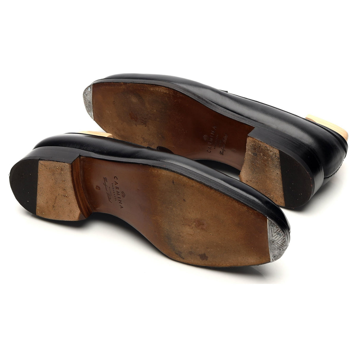 &#39;923&#39; Black Leather Loafers UK 8