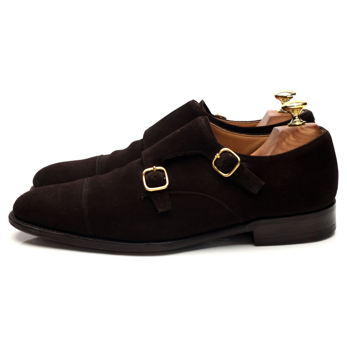 &#39;Milltown&#39; Dark Brown Suede Double Monk Strap UK 7.5 F