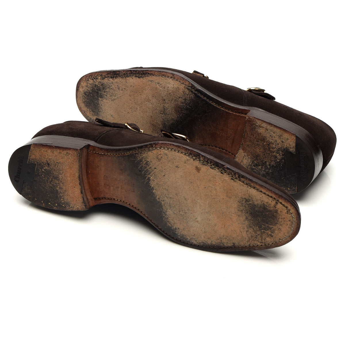 &#39;Milltown&#39; Dark Brown Suede Double Monk Strap UK 7.5 F