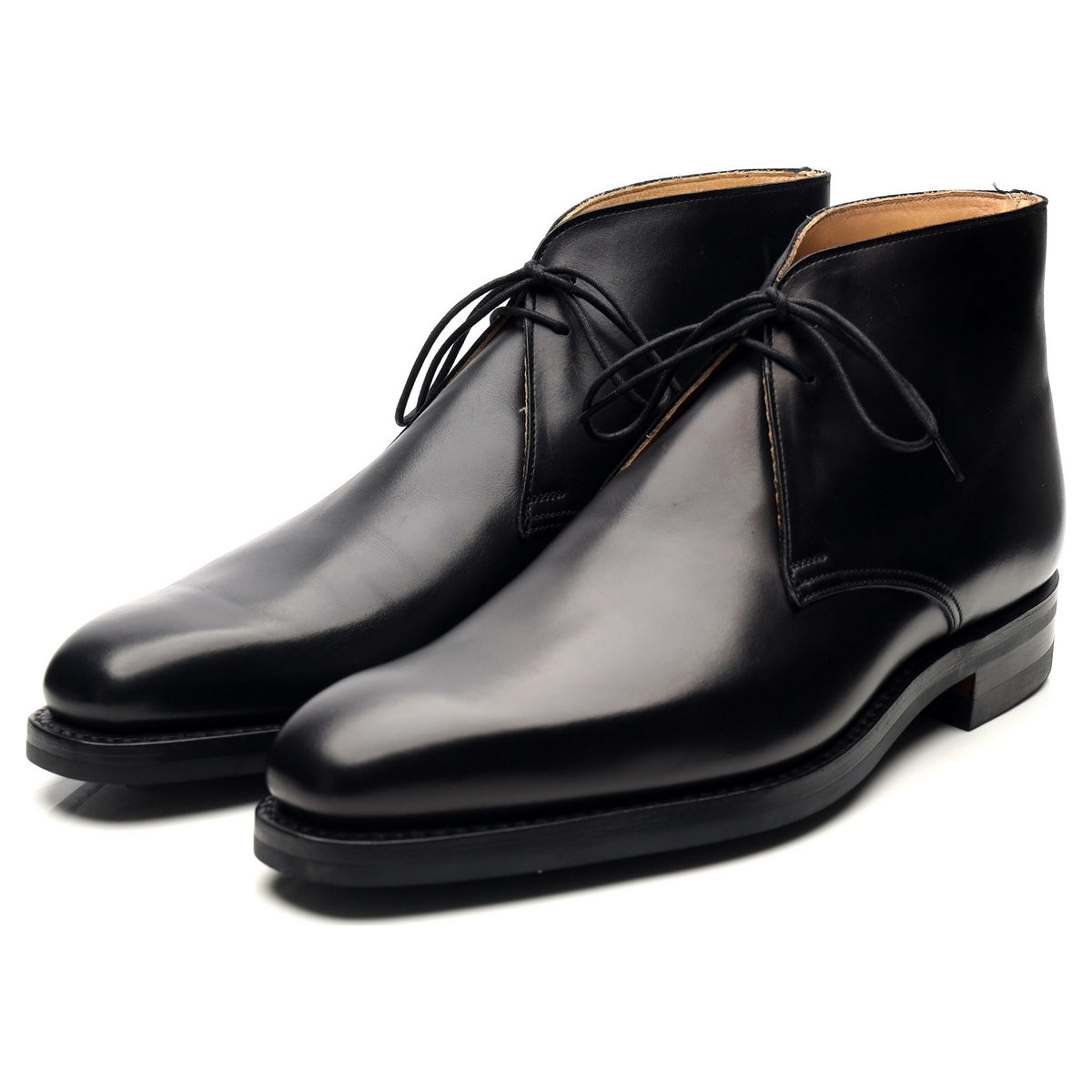 &#39;Tetbury&#39; Black Leather Chukka Boots UK 7.5 E