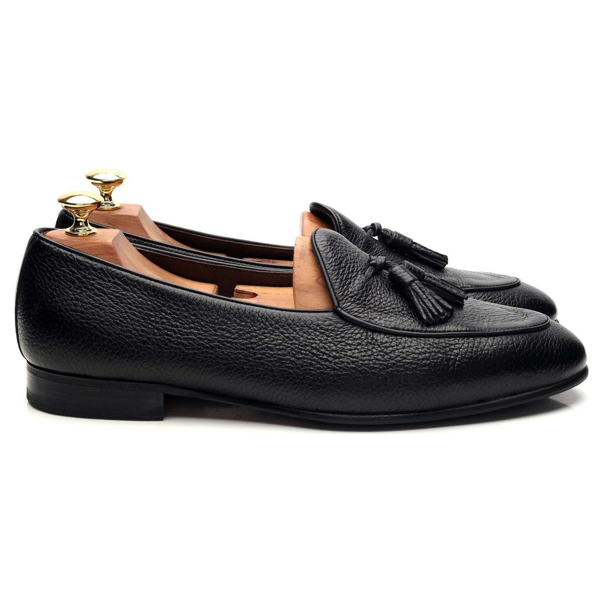 Black Leather Belgian Tassel Loafers UK 9.5 EU 43.5