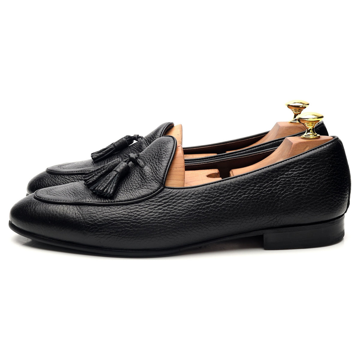 Black Leather Belgian Tassel Loafers UK 9.5 EU 43.5