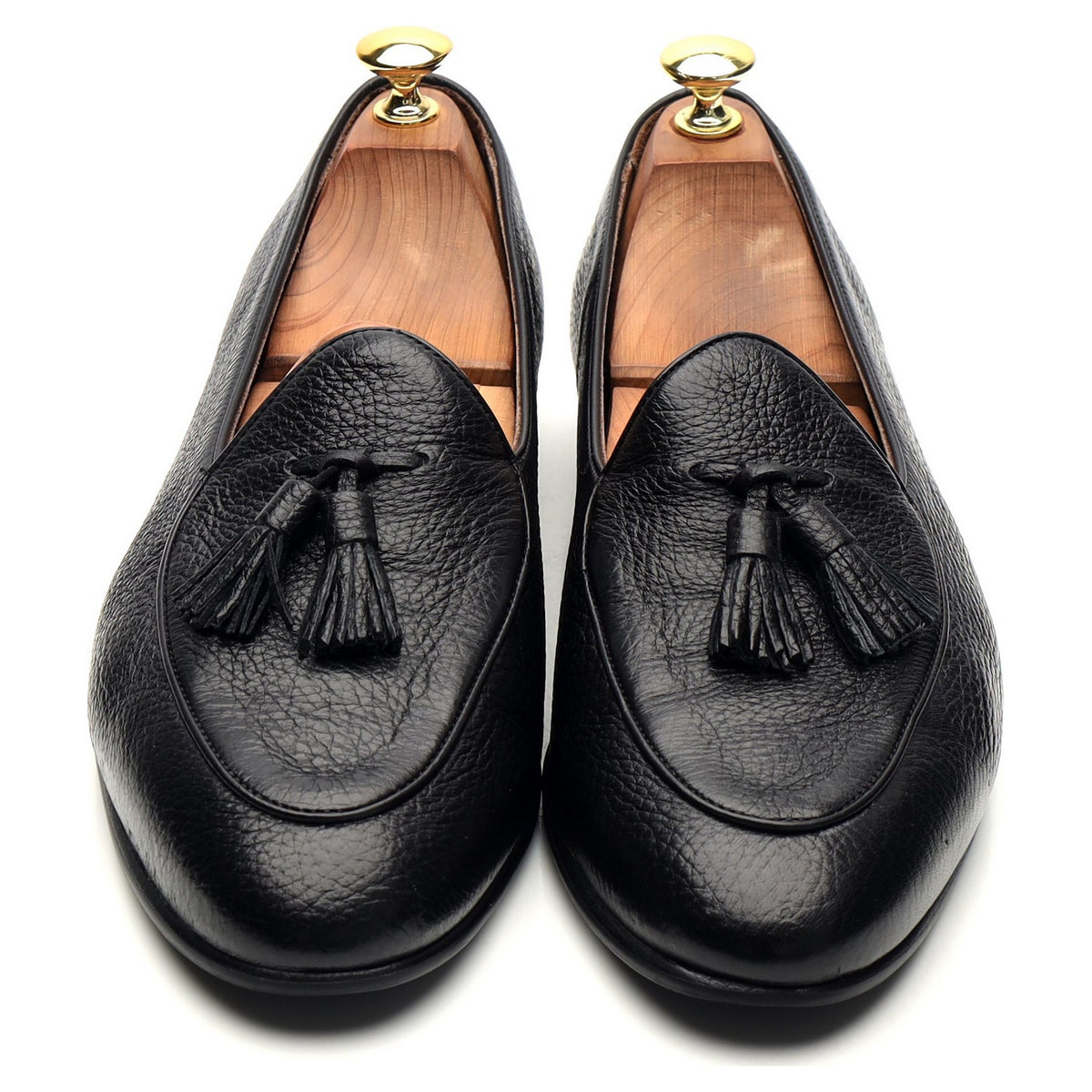 Black Leather Belgian Tassel Loafers UK 9.5 EU 43.5