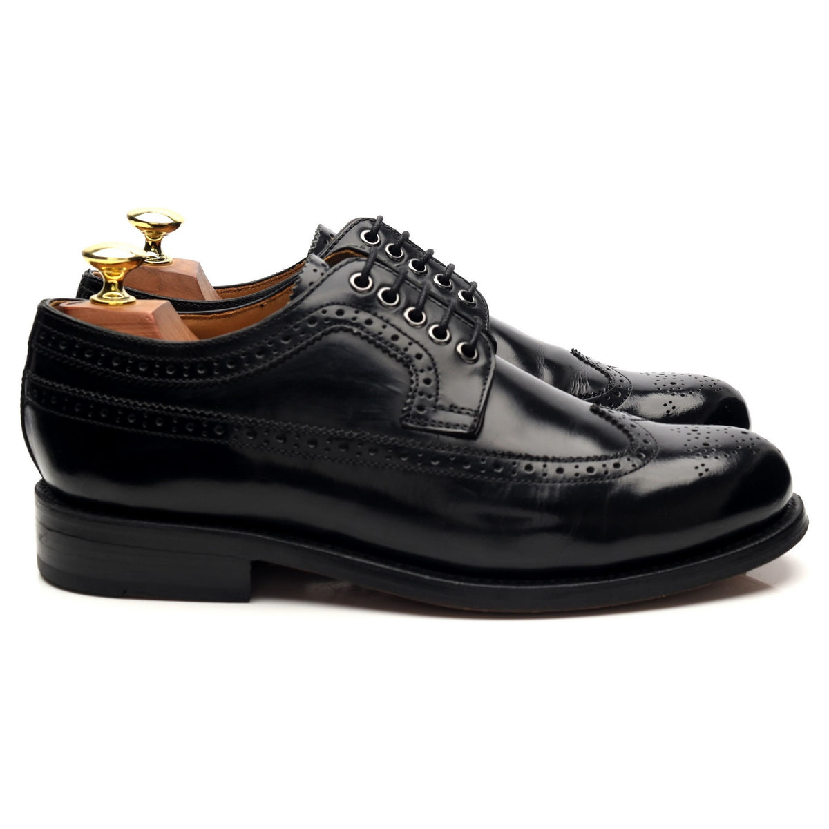 &#39;Sid&#39; Black Leather Derby Brogues UK 7 G