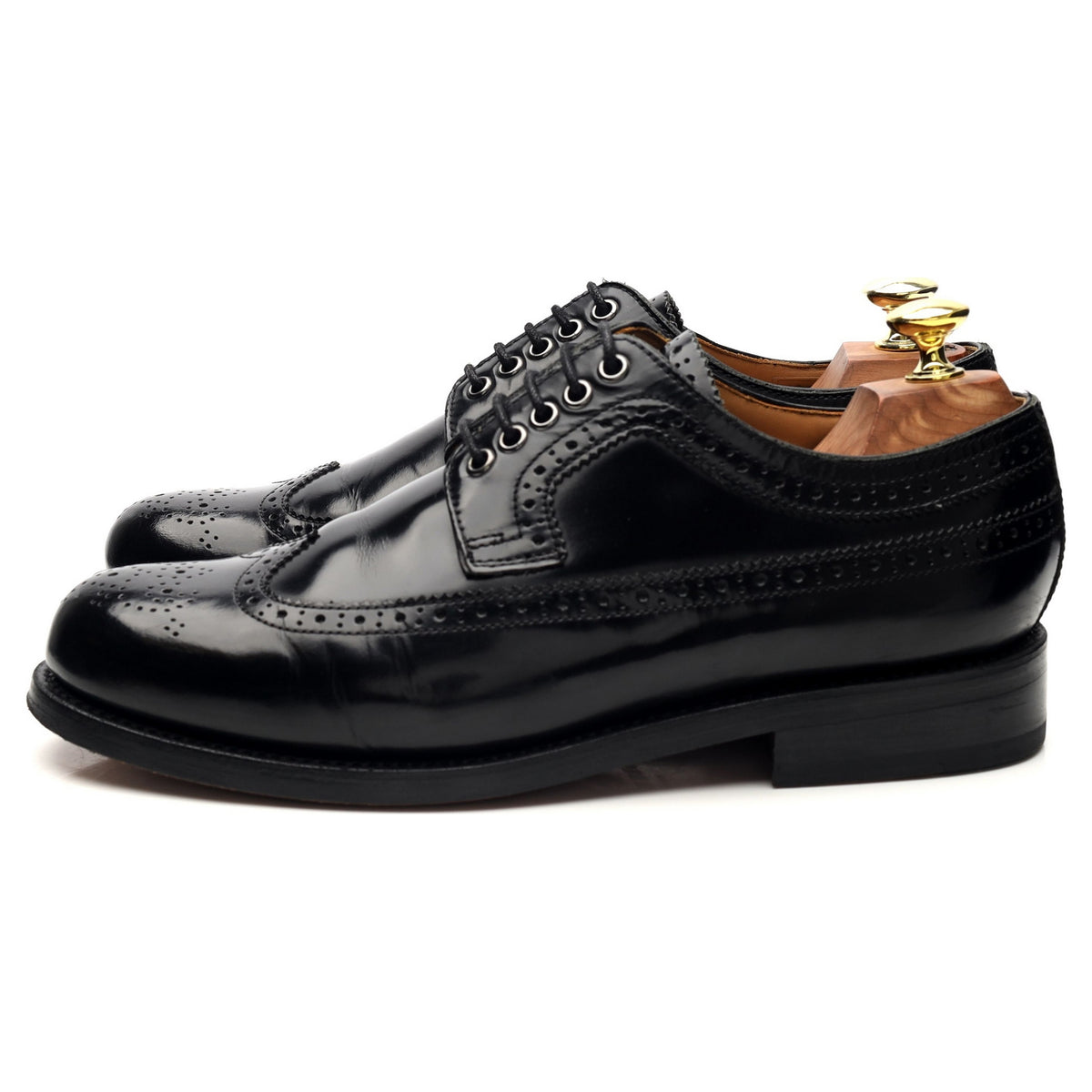 &#39;Sid&#39; Black Leather Derby Brogues UK 7 G