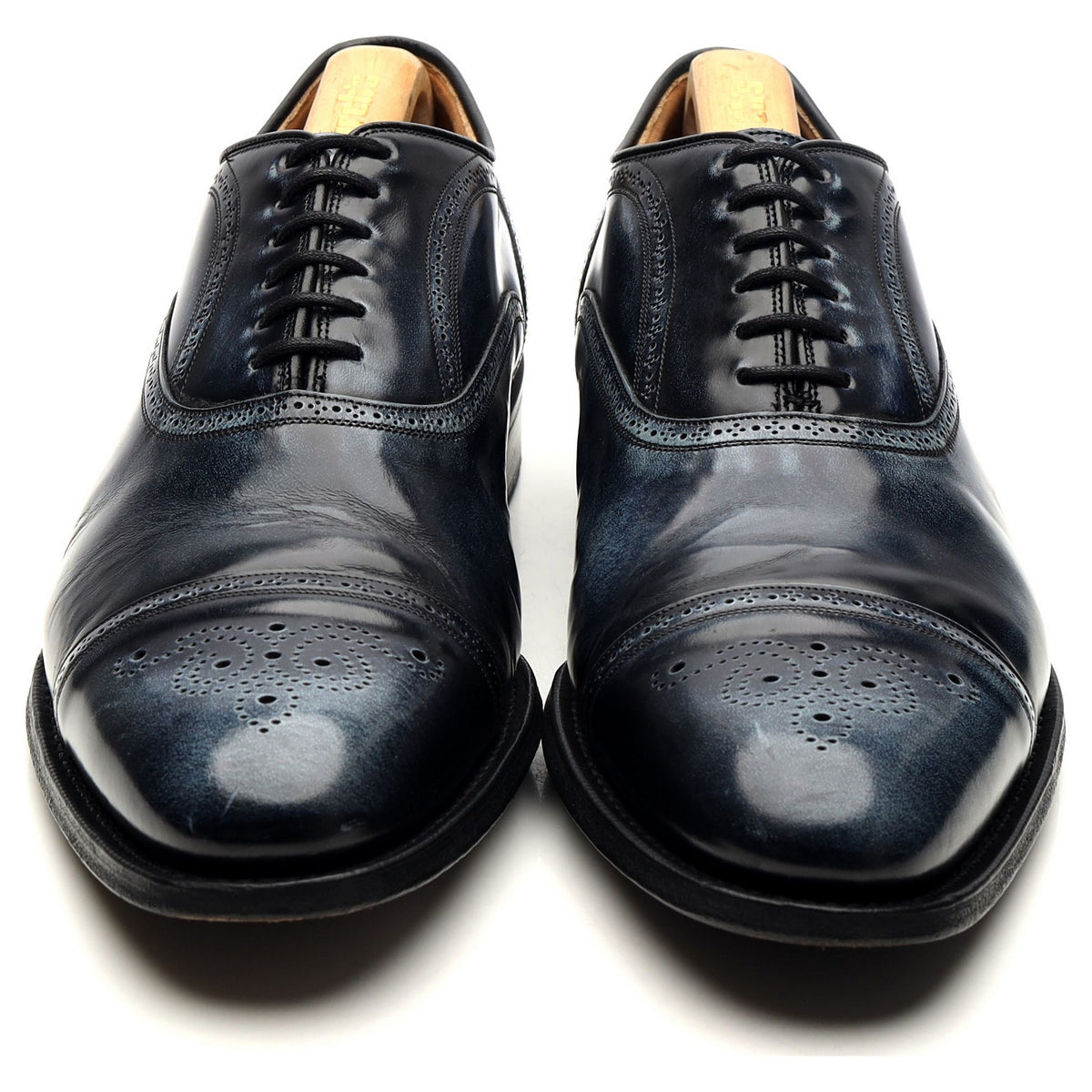 &#39;Burstock&#39; Navy Blue Leather Oxford Semi Brogues UK 10 G