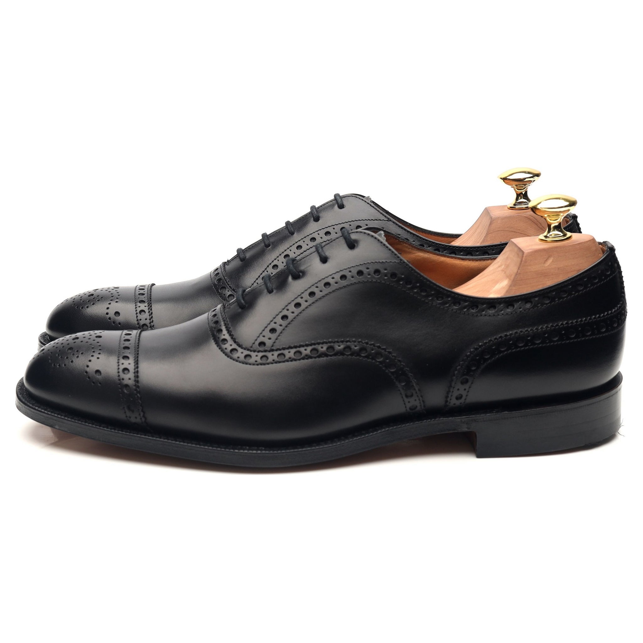 Diplomat' Black Leather Oxford Semi Brogues UK 8 F - Abbot's Shoes