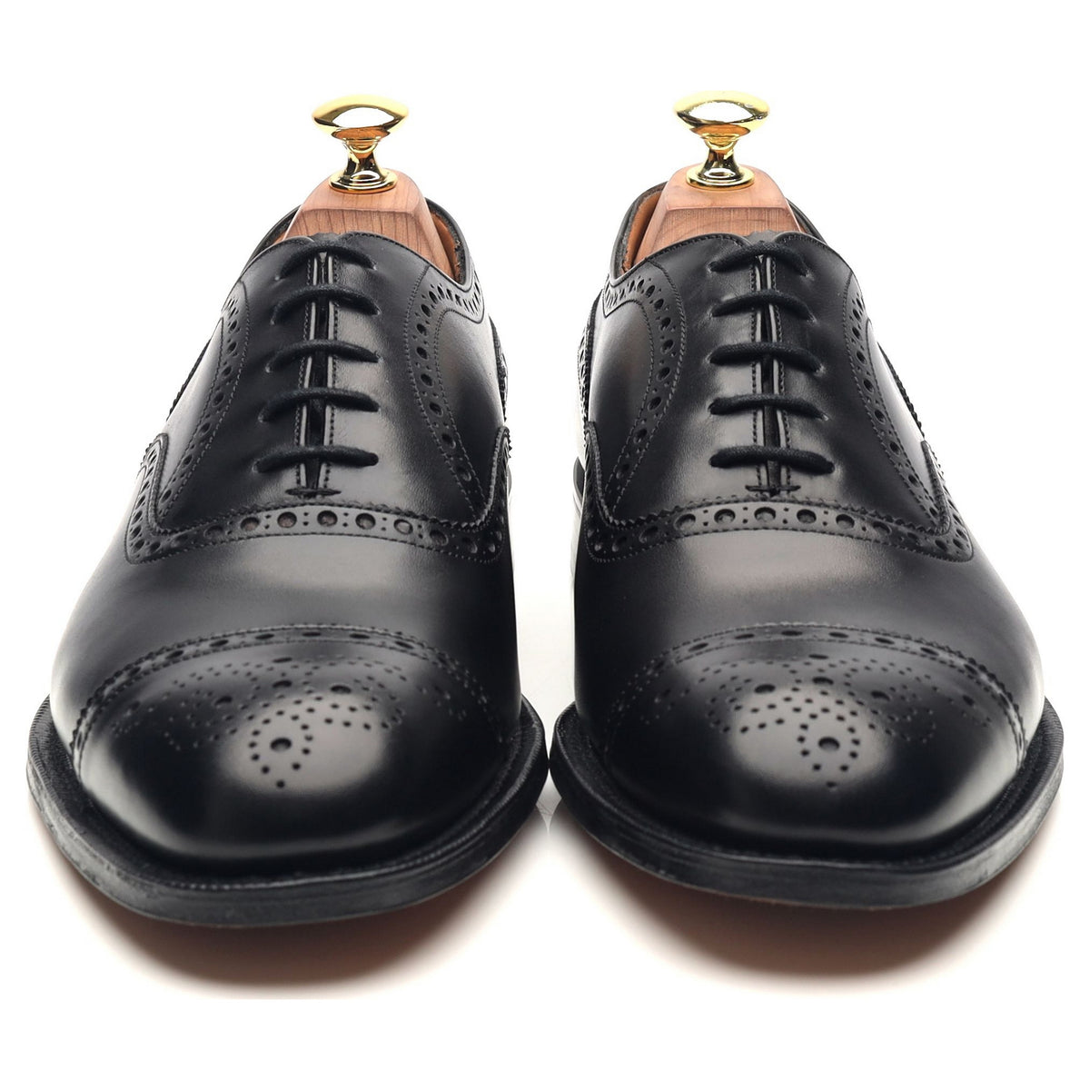 &#39;Diplomat&#39; Black Leather Oxford Semi Brogues UK 8 F