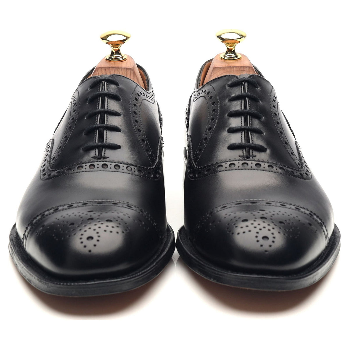 &#39;Diplomat&#39; Black Leather Oxford Semi Brogues UK 7 F